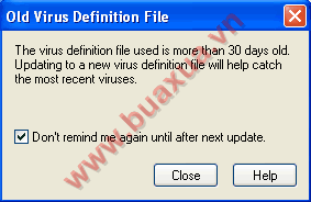 Thông báo Old Virus Definition File