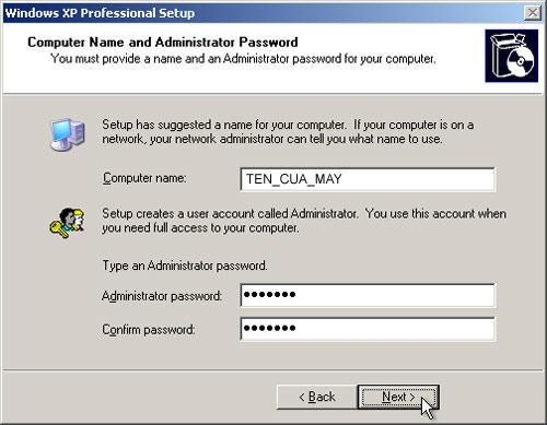 Tên và mật khẩu Windows XP của bạn