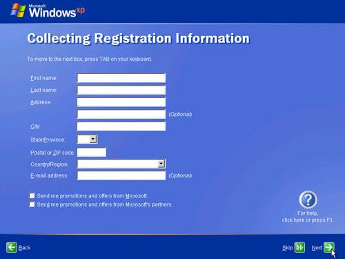 Collecting Registration Information