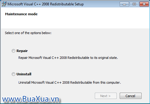 Sửa chữa hoặc gỡ bỏ Microsoft Visual C++ phiên bản cũ