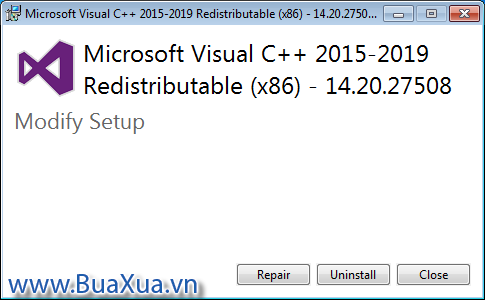 Sửa chữa hoặc gỡ bỏ Microsoft Visual C++ phiên bản mới