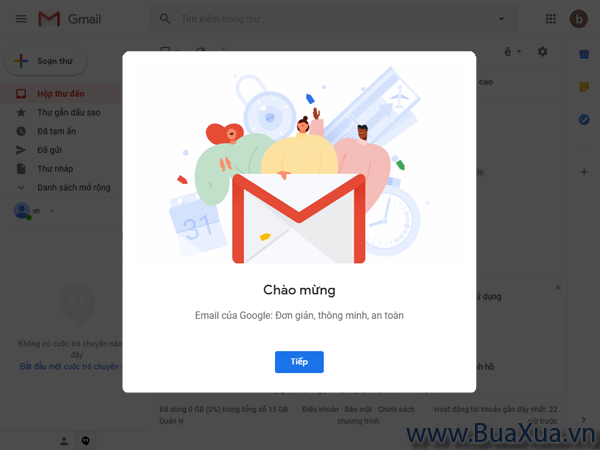 Trang Chào mừng của Gmail