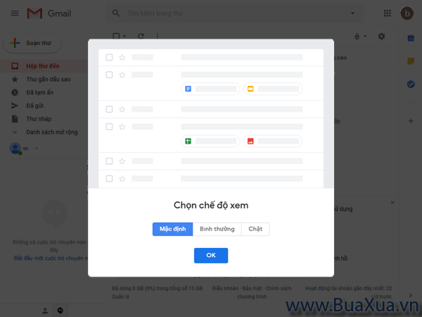 Lựa chọn chế độ xem Gmail