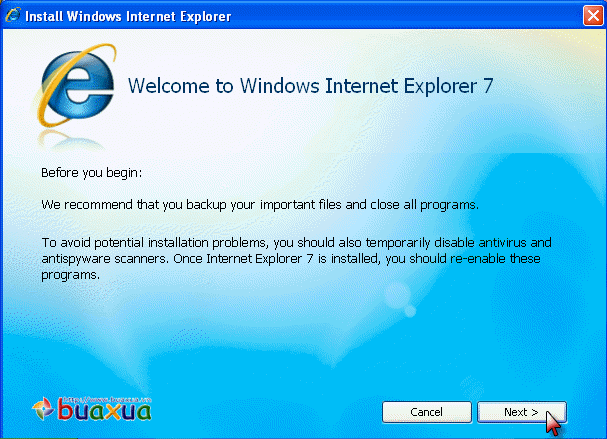 Cài đặt Internet Explorer 7