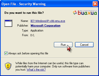 Run Security warning