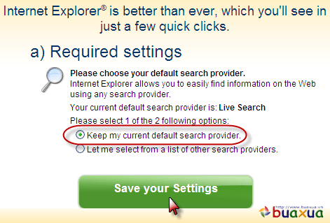 Keep my current default search provider