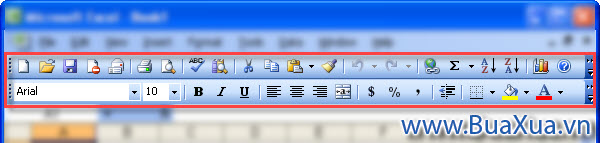 Toolbar - Thanh công cụ của Excel 2003