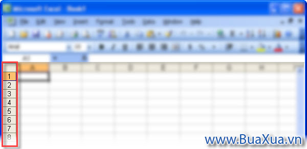 Row headings  - Tiêu đề hàng của Excel 2003