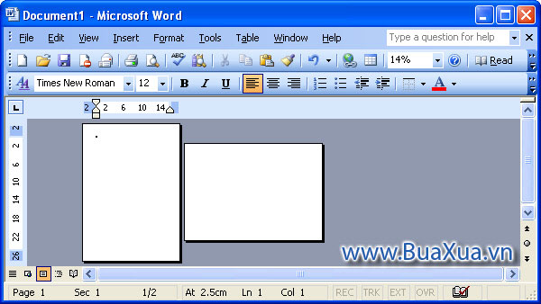 Cách xoay giấy theo chiều ngang trong MS Word 2003