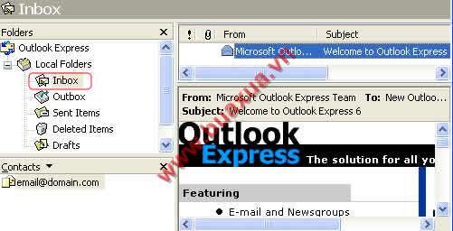 Thư mục Inbox chứa các Email nhận được 