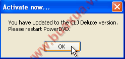 Thông báo yêu cầu khởi động lại chương trình PowerDVD