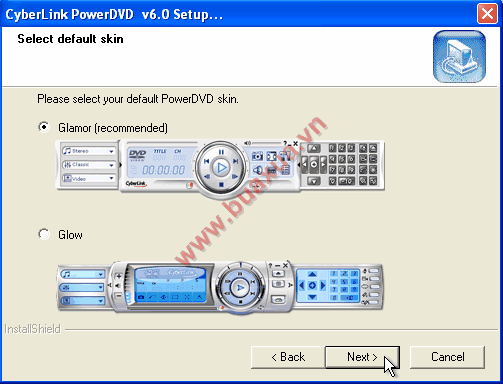 Chọn giao diện cho chương trình PowerDVD 6
