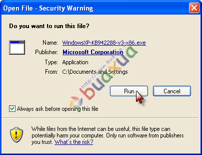 Hộp thoại cảnh báo Security Warning