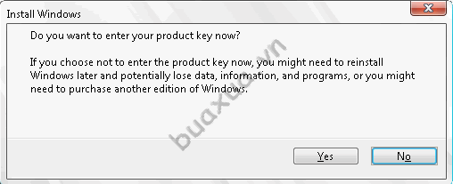 Không có mã số (Product key)của Windows Vista