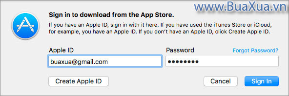 Đăng nhập vào tài khoản Apple ID để cài đặt ứng dụng