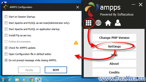 Cách thay đổi các thiết lập cấu hình của AMPPS