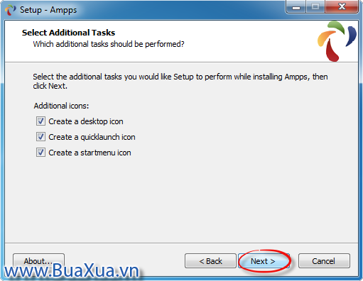 Cửa sổ Select Additional Task