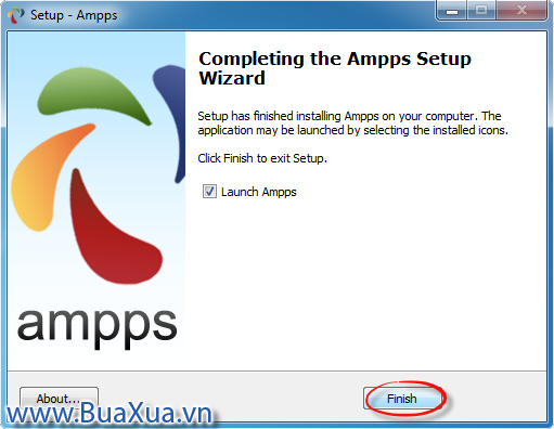 Cửa sổ Completing the Ampps Setup Wizard