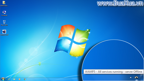 Tất cả các dịch vụ của WAMP5 đang hoạt động