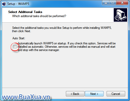 Cửa sổ Select Additional Tasks khi cài đặt WAMP5