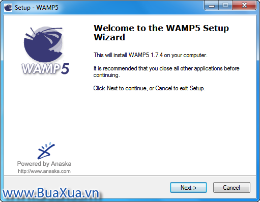 Cửa sổ Welcome to the WAMP5 Setup Wizard