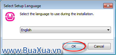 Hộp thoại Select Setup Language - Lựa chọn ngôn ngữ