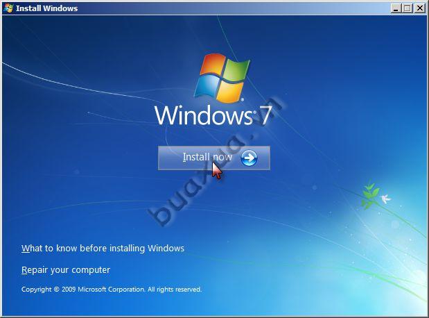 Chọn Install now để cài đặt Windows 7