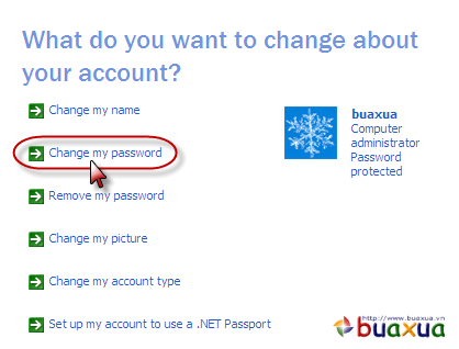 Chọn Change my password
