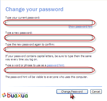 Thay đổi mật khẩu mới