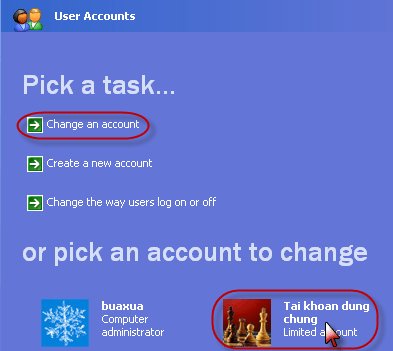 Change an account