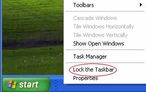 Mở khóa cho thanh Taskbar