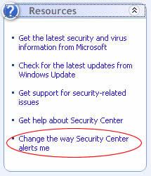 chọn Change the way Security Center alerts me