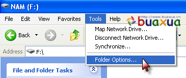 Chọn Folder Options