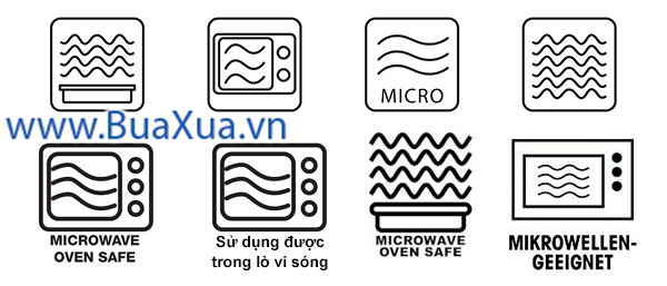 Các ký hiệu cho biết sử dụng được với lò vi sóng 