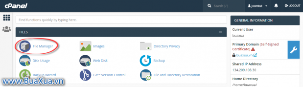 Chọn File Manager trong cPanel 