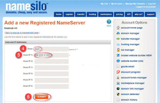 Nhập tên và địa chỉ IP của máy chủ DNS