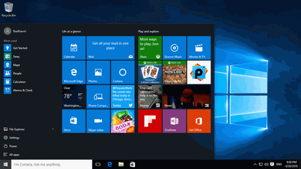 Màn hình Start của Windows 10