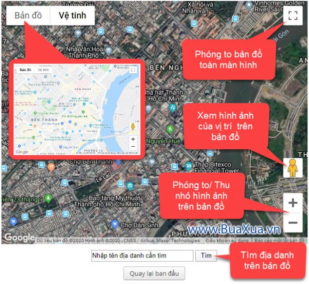 Cách sử dụng bản đồ BuaXua Google Map